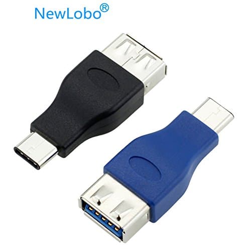 USB 3.1 Type C,NewLobo®2Pack USB-C to Type A USB 3.0 Female Adapter for Apple New Macbook 12 Inch,ChromeBook Pixel, Nokia N1 Tablet and Other Type-C Devices(2Pack)-Black and Blue