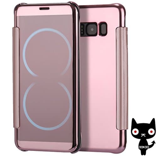 OOKOO Samsung Galaxy S8 Plus Case, Mirror Smart Clear View Window Flip Case Cover For Samsung Galaxy S8 Plus - Rose Gold