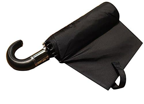 Ruler Co Brands Leather Handle 10 Rib Strong Automatic Umbrellas Wind Resistant Men Black Three Folding Umbrella Rain (ME-YS-283)