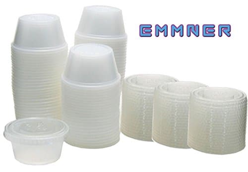 Emmner Durable Plastic Jello Shot Cups and Lids, Translucent , 3.25-Ounce, Package of 100