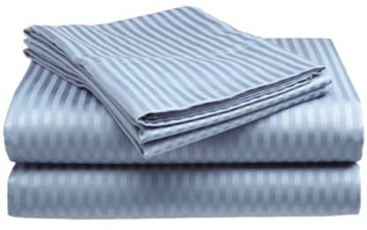 Full Size 400 Thread Count 100% Cotton Sateen Dobby Stripe Sheet Set Light Blue