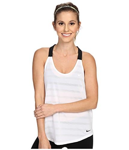 Nike Women's Elastika Elevate Dri-Fit Tank Top, White &amp; Black (Medium)