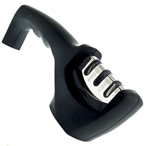 Professional Diamond Manual Knife Sharpener 3 Stage Sharpening System for Knives (Black)