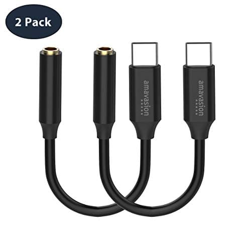 USB C to 3.5mm Adapter Pixel 2/3 Headphone Adapter,Amavasion Type C to 3.5mm Female Noise Cancelling Jack External Audio Stereo Cable with DAC Chipset for Pixel 2/XL/3,HTC,Moto Z, Essential PH-1,LG