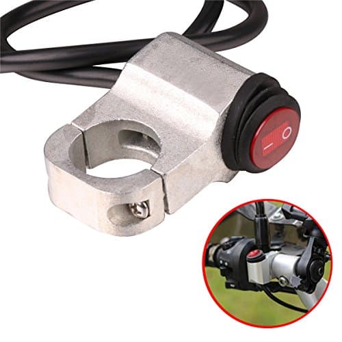 Lenmumu Waterproof Motorcycle Handlebar Headlight Switch Button with Indicator, 12v 7/8" 22mm CNC Aluminium Alloy On Off Switch (Silver)
