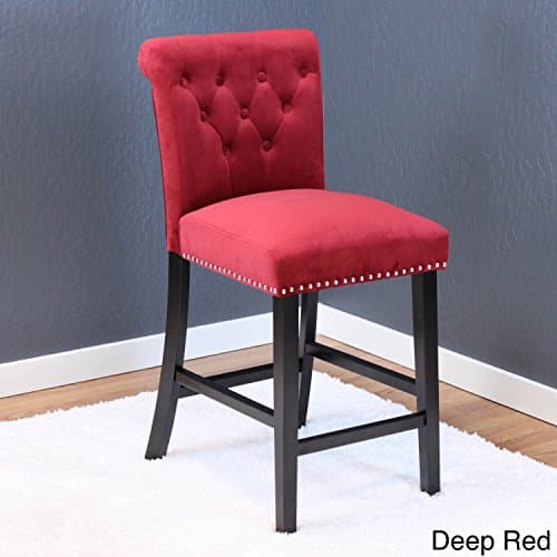 Modern Contemporary Transitional Wood Fabric High Back Counter Stool (Set of 2) (Deep Red)