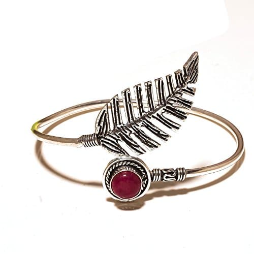 Gorgeous! Handmade Jewelry! Red Dyed Ruby Sterling Silver Overlay Bangle/Bracelet Free Size
