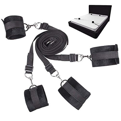 Under The Bed Restraints Straps Kit - Straps Adjustable - Soft and Comfortable Cuffs for Legs, Ankles and Wrists - Fits Any Size Mattress