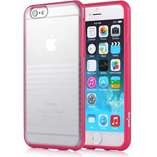 iPhone 6 Case, HOTCOOL Apple iPhone 6 [Clear Series] Case, Premium Scratch-Resistant Clear Slim Back Panel with Shock Absorbent TPU Hybrid Bumper Protection [Heavy Drop Protection] 2014ar Case For 2014 Apple iPhone 6 4.7" Smartphone, Hot Pink