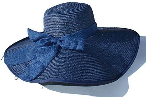 Foldable Sun Protection Summer Beach Straw Hats (Navy)