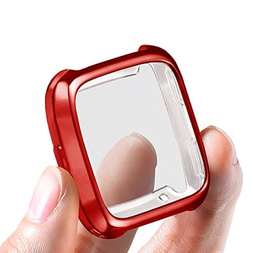 Lilycase Fitbit Versa Case, Scratch-resistant Soft Flexible TPU Plated Lightweight Protective Protector bumper Full Protection Shell Cover for Fitbit Versa Smart Fitness Watch - Red