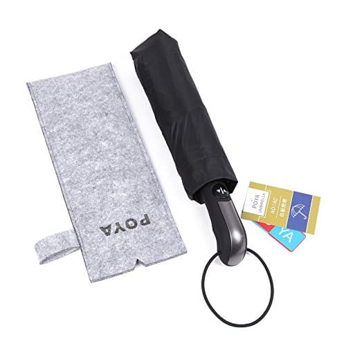 POYA Automatic Umbrella Auto Open Close for Fast Release Its Compact and Windproof Waterproof, Sunscreen UV protection for Travel, Mountaineering, Camping, Business, Gift (black)