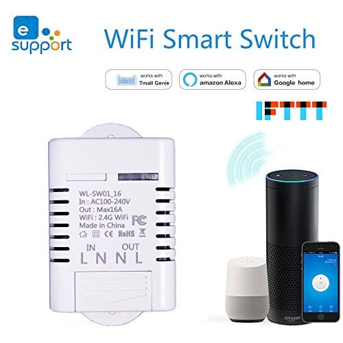 Smart Switch, Shopline Wireless WiFi Switch Control, Light Timer Works with Amazon Echo Alexa, Google Home, Smartphone APP for Home Appliances (16A)