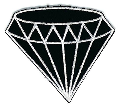 2.9 x 2.5 inches.Cute Black Daimond Patch Embroidered DIY Patches Cute Applique Sew Iron on Kids Craft Patch for Bags Jackets Jeans Clothes