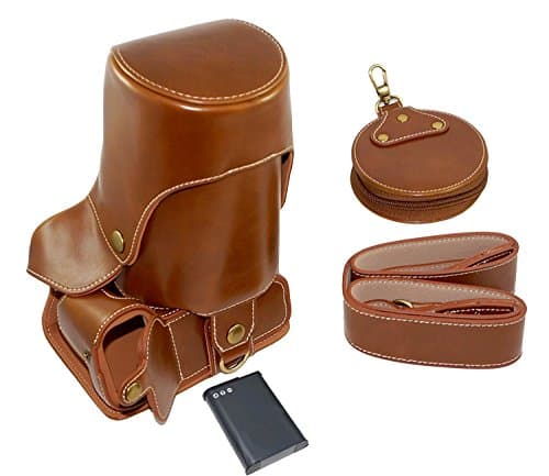 Full Protection Bottom Opening Version Protective PU Leather Camera Case Bag with Tripod Design Compatible For Canon EOS 700D with Shoulder Neck Strap Belt and Storage Card Case Brown