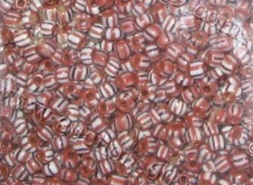 Brown with White Striper Glass Seed Beads by Pound 6/0