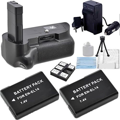 Replacement Nikon MB-D10 Battery Grip + 2 High Capacity Longest Lasting EN-EL14 Batteries + 110-220V Worldwide Use Charger Kit for D5300
