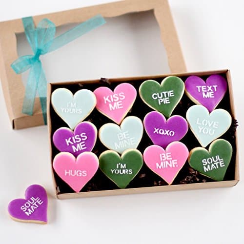 1 Dz. Mini Conversation Heart Gift Boxed Cookie Set! Valentine's Day, I Love You's, Deployment Gift and More