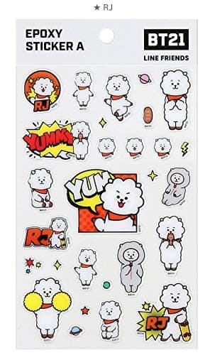 BTS BT21 Official Stickers Version A Lap TOP Decal Super Sticky Stickers + Additional BTS PHOTOCARDS (Random) (RJ)