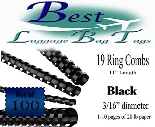 Black Comb Binding Spines (19 Ring) 11" Length - Qty: 100 (3/16")