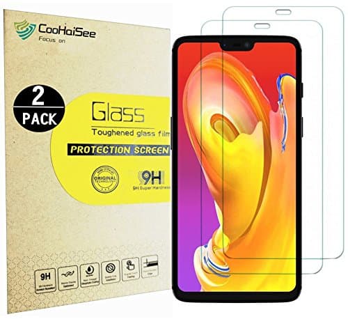 CooHaiSee OnePlus 6 Screen Protector, Tempered Glass Screen Protector [2-Pack] [0.3mm, 2.5D] [9H Hardness] [Crystal Clear] [Bubble Free] for OnePlus 6.