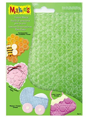 Makin's Clay Texture Sheets, 7-Inch by 5-1/2-Inch, Honeycomb/Eyelet/Weave/Lace, 4 Per Package