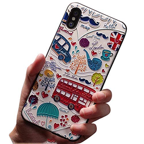 Net Pastry Cute 3D Emboss Cartoon Patterned Phone Case for iPhone X, XS, XS Max (Dynamic Bus, XS Max)