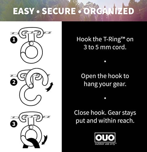 T-Ring Hooks (TM), Paracord Tension Camp Hooks, 2-Pack, by Outdoor Use Only (TM)