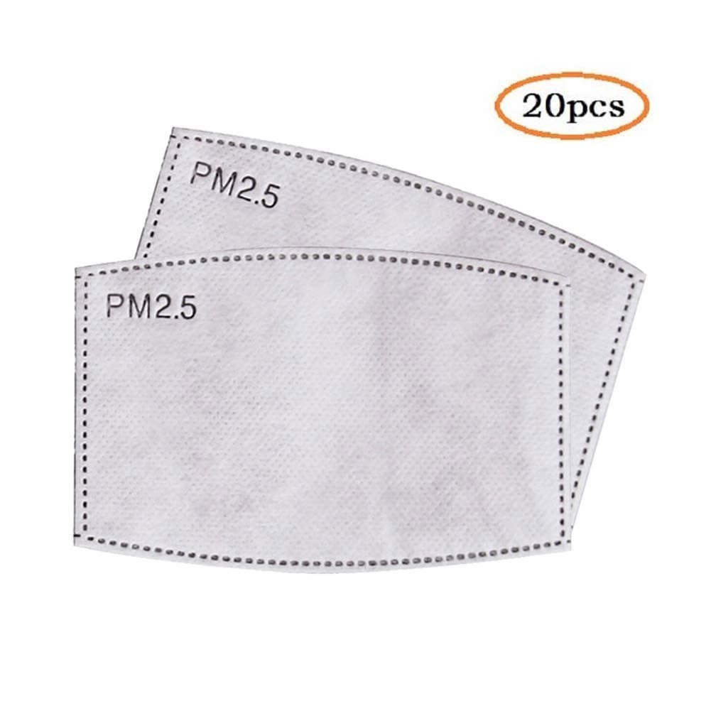 20 PCS PM2.5 Mask Filter Replaceable, 5 Layer Activated Carbon PM2.5 Filter Insert for Adults Anti Haze Dust Mask