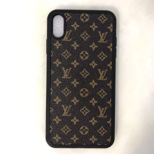iPhone XR Case, Luxury Monogram PU Leather Back Vintage Case for iPhone XR