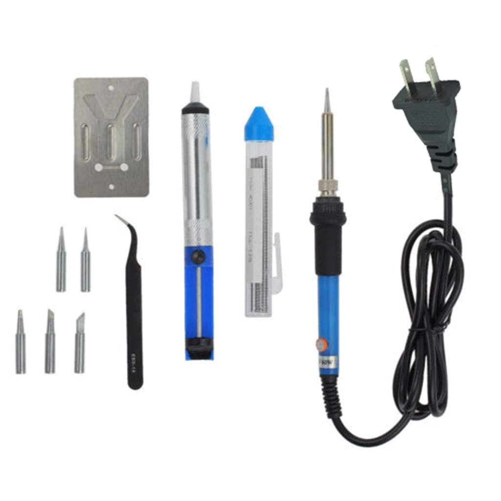 Clearance! DDLmax Soldering Iron Kit Electronics, 60W Adjustable Temperature Welding Tool, 5pcs Soldering Iron Tips, Electric Soldering Iron, Soldering Iron Stand, Solder Wire, Solder Sucker,Tweezer