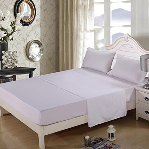 Homehug® Embossed 1800 Thread Count 4Pc Bed Sheet Set 100% Soft Polyester (King Size, WHITE)