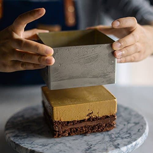 Cooking Cake Ring Baking Forms with Square Stainless Steel 8 Inch for Pastry, Food, with Smooth Surface, Higher and Thicker, Not Deform, Durable