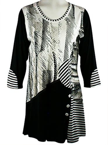 Lior Paris - Vertigo, Patchwork Tunic, Button s &amp; Trimmed Scoop Neck