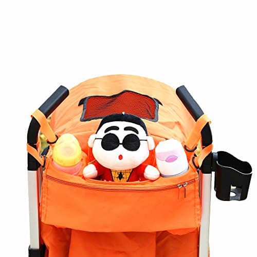 Organizer for Smart Parent Fits All Strollers Premium Deep Milk Bottle Holders Cup Holders Extra-Large Storage Space for iPhones Wallets DiapersToys Best Gift For Baby (Neon-orange)