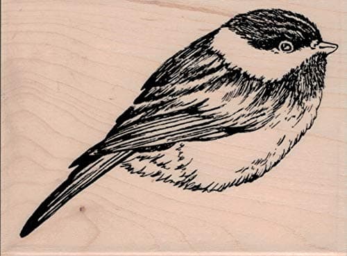 Impression Obsession E16447 Fuzzy Chickadee Wood Mounted Rubber Stamp