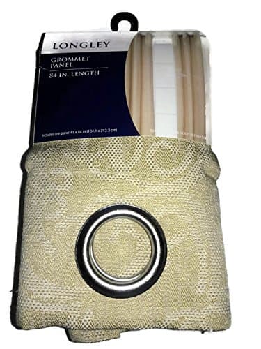 Grommet Panel 84 In Length (1 panel 41 x 84 / 104.1 x 213.3 cm) - Pattern-Longley, Color - Raffia, 74% Polyester / 26% Cotton