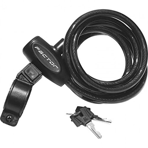 Factor Bike Lock Self Coiling Key Cable 6-Feet with Complimentary Mounting Bracket, 6 Feet x 25/64 Inch (180cm x 10mm)