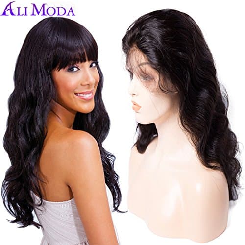 Ali Moda 360 Body Wave 150% Density Lace Front Wig Malaysian Pre Plucked With Baby Hair Bleached Knots Cap Wigs Human Virgin Hair Nature Hairline 14 inch
