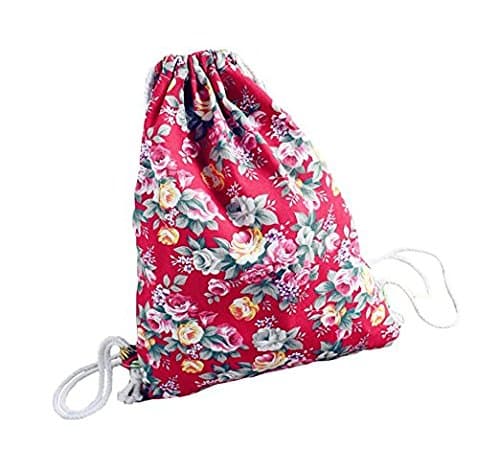 WeiMay Canvas Drawstring Rucksack/Backpack Floral Printed Gym Sack Drawstring Backpack Bag Hiking Travel Bag
