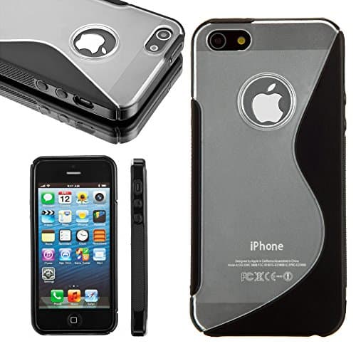 iPhone SE Case, iPhone 5S Case, iPhone 5 Case, Desiro [Black] Hybrid Clear Hard Back TPU Bumper Soft Gel Impact Protective S Case Cover Skin for Apple iPhone SE 5S 5