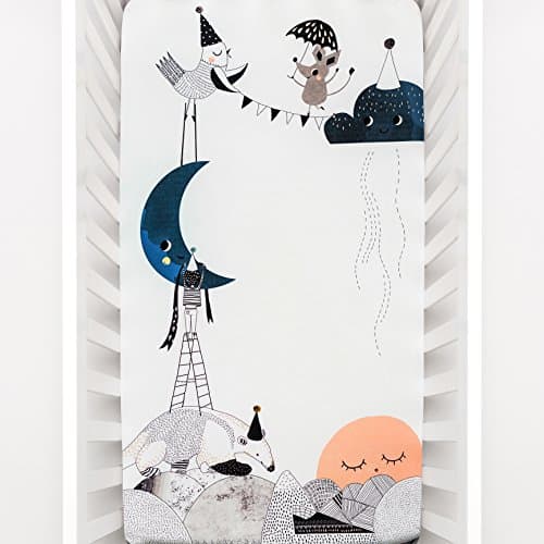 Mini Crib Sheet, Pack n Play or Playard Crib Sheet by Rookie Humans: 100% Cotton Sateen. Use as a Photo Background for Your Baby Pictures. Fits Mini Crib Size (38x24 inches) (Moon's Birthday)