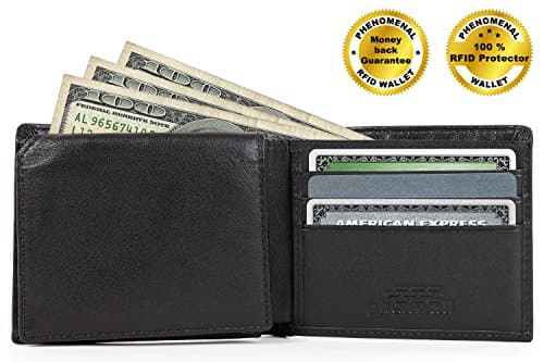 RFID Blocking Wallet for Men - RFID Wallet Slim Bifold - Best Travel RFID Leather Wallet - Security Wallets for Men with Gift Box Incl. - RFID Credit Card Protector Wallet by Phenwall