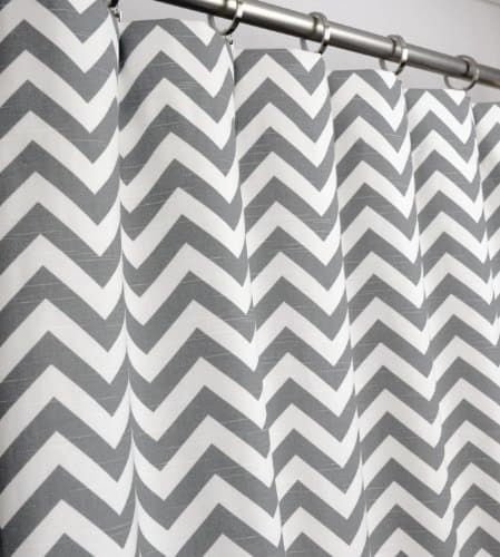 Ash Grey and White Chevron Zig Zag Drape with Blackout Lining, One Rod Pocket Curtain Panel 96 inches long x 50 inches wide