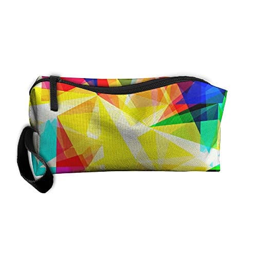 Bright-coloured Triangles Pattern Pattern Makeup Bag Printing Girl Women Travel Portable Cosmetic Bag Sewing Kit Stationery Bags Funny Storage Pouch Bag Multi-function Bag