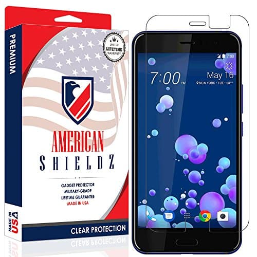 HTC U11 Screen Protector by American Shieldz Full Coverage Screen Edge-to-Edge, Invisible Clear HD Shield Anti-Bubble, Lifetime Replacements