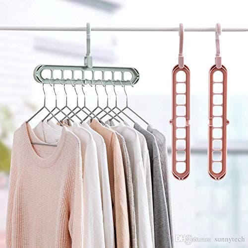 Skyzone Multifunctional Drying Rack Plastic Folding Clothes Hanger, Wardrobe Space Saver Folding Hangers (Pack of 2)