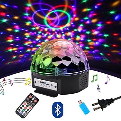 DJ LED Light, Bluetooth Rotating Disco Ball Strobe Lighting Light, with 9 Color Sound Activated Stage Lights for Club Birthday Party Kids Gift Home Decorations Karaoke Dance Light