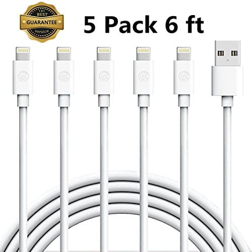 iPhone Charger Cable, Everdigi Lightning Cable 5Pack 6FT iPhone 8 Charger Cable Cord Compatible with iPhone X 8 8Plus 7 7Plus 6s 6sPlus 6 6Plus SE 5 5s 5c iPad iPod &amp; More (white)