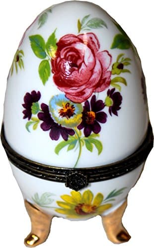 LIMOGES STYLE FLORAL EGG BOX